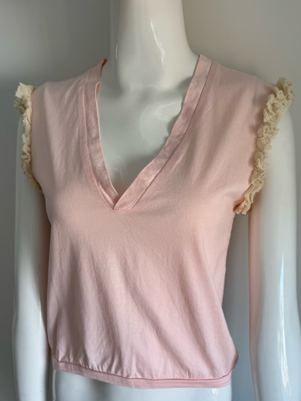 Chloe Soft Pink V-Neck Ruffle Sleeve Top